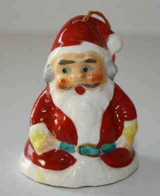 Vintage Ceramic Christmas Santa Bell Ornament Japan