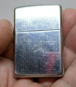 Vintage 1967 Zippo Lighter Chrome Pinstripe With Vertical Lines