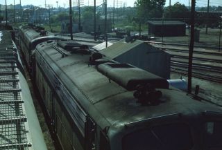Unidentified Railroad Locomotive Train Yard 1967 Photo Slide