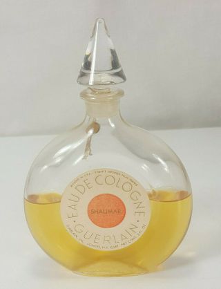 Vintage Guerlain Shalimar Eau De Cologne Glass Disk Bottle 3 Fl Oz 50 Full