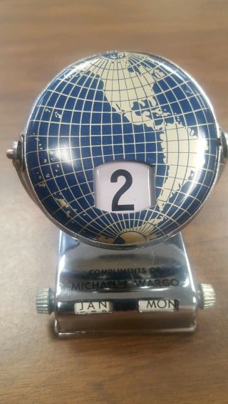 Vintage Globe Perpetual Flip Desk Calendar W/ Box
