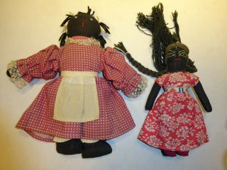 2 Antique Black Doll Americana African American Folk Art Primitive Mammy Cloth