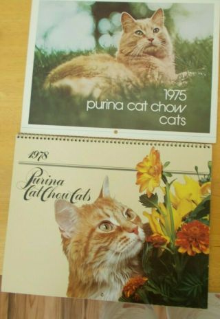2 Vtg Purina Cat Chow Cats Calendars (, 1 Dog) 1975 & 1978 Ephemera Crafts