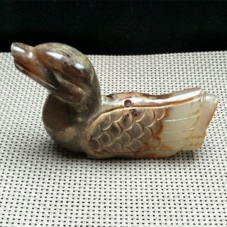 Chinese Collectibles,  Jade Hand - Carved,  Ancient Jade Duck Statue Pendant A3876