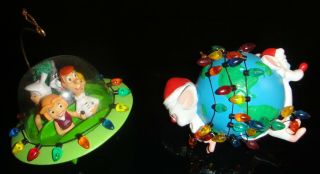 Set Of 2 Warner Bros Studio Store Ornaments - Jetsons In Spaceship & Pinky Brain