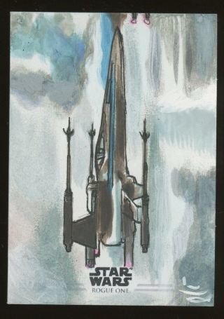 Topps Star Wars Rogue One Sketch Card X - Wing Lee Lightfoot Auto 1/1