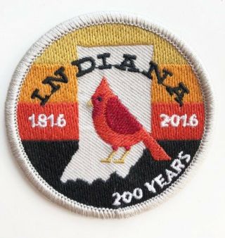 Indiana Bicentennial 1816 - 2016 Patch Iron On 2.  5 " Hoosier State
