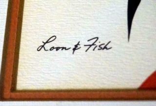 Jackson Beardy 1944 - 84 Loon & Fish 1973 Native Art Framed Print Signed Great Con 4