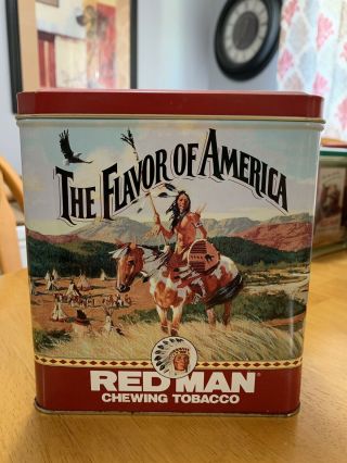 Red Man Vintage Chewing Tobacco Canister Tin Limited Edition 1991