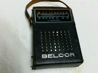 Vintage Belcor Model Tr - 2908 Transistor Radio,  Case Made In Japan