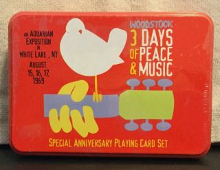 Woodstock 3 Days Of Peace And Music Playing Cards 2 Decks In Collectible Tin