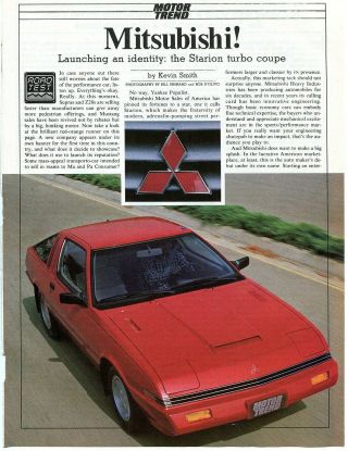 1983 Mitsubishi Starion 10 Pg Road Test Article Tredia Cordia Conquest