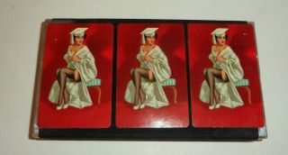 3 Decks Vintage Pin - Up Girl Duratone Samba 3 Deck Canasta Playing Cards