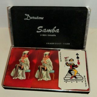 3 decks Vintage Pin - Up Girl Duratone Samba 3 deck canasta Playing Cards 3