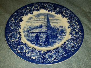 Drake Well Titusville Pennsylvania Souvenir Plate Flow Blue