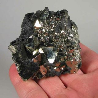 2.  5 " Octahedral Pyrite W/ Sphalerite Crystals Cluster - Huanzala Mine,  Peru