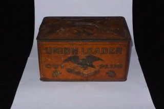 Great Antique 1800 ' s Union Leader Cut Plug Tobacco Tin - Great Color 3