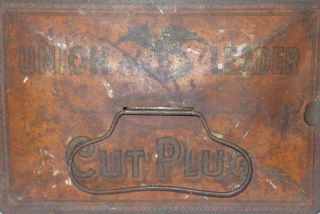 Great Antique 1800 ' s Union Leader Cut Plug Tobacco Tin - Great Color 5