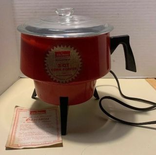 Chiton 3 Quart Electric Speed Corn Popper Red Vintage