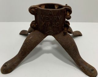 Antique 1930’s Smart Cast Iron Merry Christmas Tree Stand Brockville,  Ont Canada