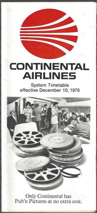 Continental Airlines System Timetable 12/10/76 [7084]