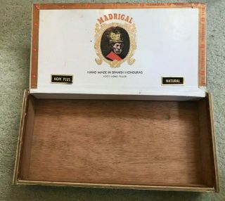 Vintage Madrigal Wood Cigar Box - Honduras With Stickers Very