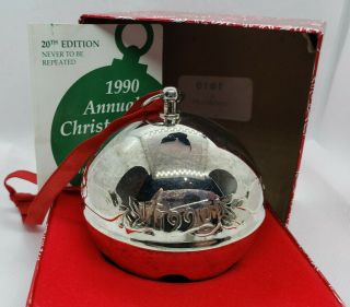 1990 Wallace Annual Silver Plate Sleigh Bell Christmas Ornament