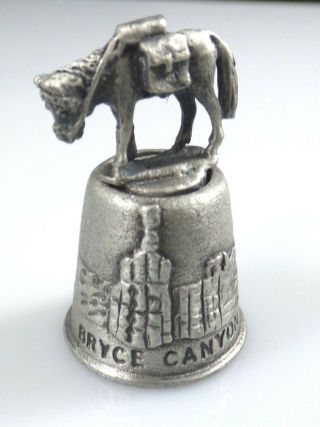Vintage Pewter Thimble Bryce Canyon Mule Horse Riding Utah Souvenir Collectible 3