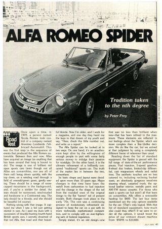 1978 Alfa Romeo Spider Road Test 3 Pg Article