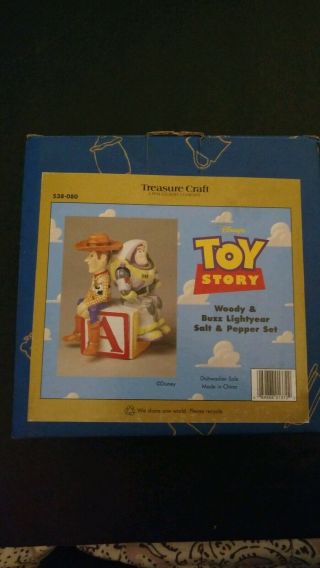 1995 Disney Pixar Toy Story Treasure Craft Buzz Woody Salt & Pepper Shakers