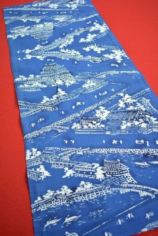 Zq91/50 Vintage Japanese Fabric Cotton Antique Boro Patch Indigo Blue 38.  2 "