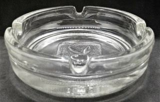 Vintage Round Glass Playboy Club Ashtray with Embossed Bunny - 2