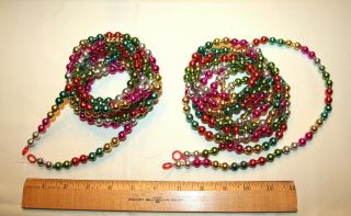 Two Christmas Garlands Mixed Colors Plastic Each 105 " Long Beads Vintage