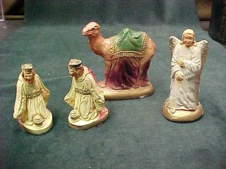 Miller 1947 Chalk Nativity Manger Figurines Wise Men Angel Camel Hand Painted