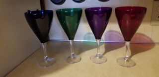 Tupperware Sheerly Elegant Wine Goblets Stemmed Wine Glasses Jewel Colors
