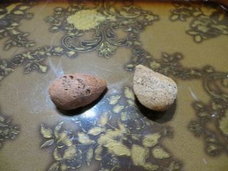 (2) Antique Alabaster Stone Marble Almond Hand Painted