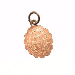 Antique Miniature Miraculous Medal Virgin Mary Gold Filled Charm Catholic Prayer 2
