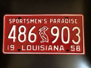 1958 Louisiana License Plate - Restored