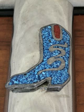 Vintage Crushed Turquoise Western Snake Cowboy Boot Cigarette Lighter Cover Case 3