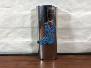 Vintage Crushed Turquoise Western Snake Cowboy Boot Cigarette Lighter Cover Case 4