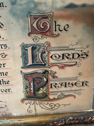 Antique 19thC American Aesthetic Chromolithograph,  The LORDS PRAYER 6