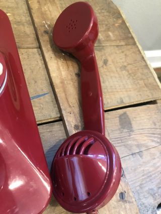 Vintage Telephone Grand Wall Phone Red Retro Pottery Barn Push Button Rotary 3