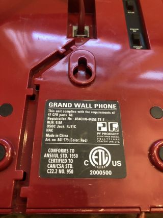 Vintage Telephone Grand Wall Phone Red Retro Pottery Barn Push Button Rotary 5