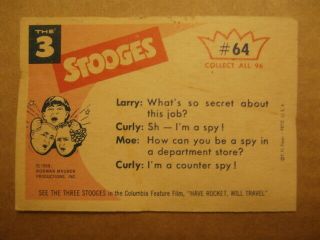 1959 Fleer Three Stooges Trading Cards 64 EX 