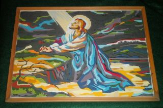 Vintage Paint By Number Jesus In Gethsemane Framed