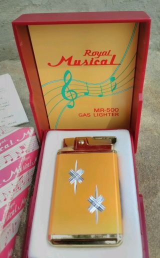 Royal Musical Mr - 500 Gas Lighter Yellow Gold Color