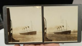 Photo Stereoview Card Of Aug 6 1931 Rms Olympic Ocean Liner