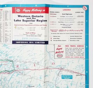 Imperial Esso Oil Manitoba Saskatchewan Western Ontario Canada VTG Road Map 1961 4