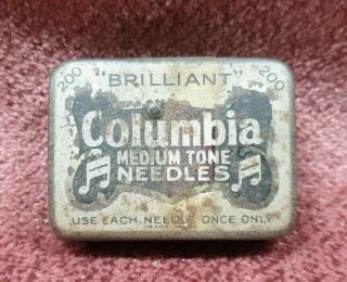Antique Vintage Columbia Medium Tone Gramophone Needles Full Box