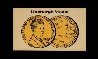 Vintage Charles Lindbergh Postcard,  - Lindbergh Medal